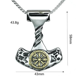 Collar con colgante de ancla vikinga de acero inoxidable yunnique con diseño de brújula rúnica para hombre, joyería de regalo - Product Image 5