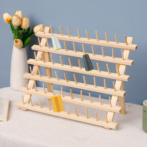 Porta fili in <span class=keywords><strong>legno</strong></span> per cucire e ricamo rastrelliera e Organizer filo per cucire con ganci appesi - Product Image 1