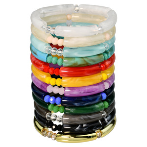 แฟชั่นเครื่องประดับY2Kอะคริลิคที่มีสีสัน<span class=keywords><strong>Sfumato</strong></span>หินอ่อนรูปแบบข้อศอกเรซิ่นสร้อยข้อมือกําไลข้อมือผู้หญิง - Product Image 1