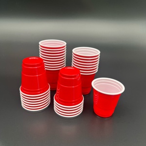 Mini tasses en <span class=keywords><strong>plastique</strong></span> jetables rouges de dégustation de H91061-1 2oz pour la fête de Noël - Product Image 1