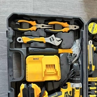 Ensemble d'outils électriques industriels 118 pièces avec perceuse/mélangeur à batterie au lithium et mallette de transport rigide pour la réparation