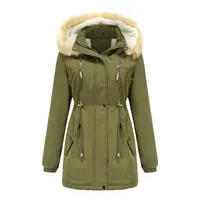 Nuova giacca cappotto moda donna manica lunga solido parka con cappuccio spessa calda semplice cerniera cotone capispalla abbigliamento invernale femminile