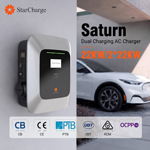 StarCharge - Pedestal de Carga para Vehículos Eléctricos de Uso Comercial, 44 kW, Doble Enchufe Tipo 2, Pantalla LCD de 4.3 Pulgadas, Estación EVSE Inteligente para el Lugar de Trabajo - Product Image 1
