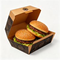 Robuste Umweltfreundliche Kraftpapier Faltbare Hamburger-Box Vierfarbig Bedrucktes Logo Heißprägung Ölfeste Einweg-Takeaway-Box