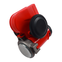 Klaxon pour voiture 12V 150dB Rouge avec pompe électrique compacte à double tonalité Sirène forte pour voiture camion