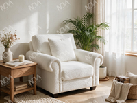 Ensemble de canapés en tissu caramel/crème de style américain avec pieds en bois et coussins, canapé rembourré pour villa