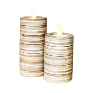 Porte-bougie artisanal en bois au design moderne et élégant pour la décoration intérieure/extérieure - Product Image 1