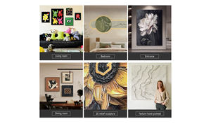 Impressions d'art sur toile encadrée moderne de 3 pièces inspirantes abstraites images bleues peintures à l'huile noir blanc pour salon chambre à coucher - Product Image 6