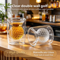 Tasse à whisky isolée transparente en verre borosilicate à double paroi sans BPA, modèle balle de golf, idéale pour la maison, les fêtes et les cadeaux – Meilleures ventes