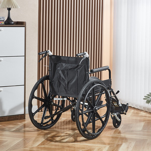 Silla de ruedas manual plegable, ligera, de acero al carbono, con asiento transpirable para pacientes mayores y mujeres embarazadas - Product Image 1