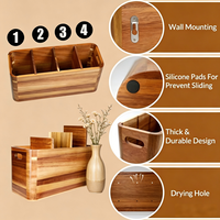 Porte-ustensiles de cuisine en bois pour comptoir ou plan de travail, porte-ustensiles en bois, récipient en bois rustique extra large