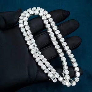 Good Quality Hip Hop Cuban Chain Fine Jewelry Lab Grown Round Diamond silver white <b>gold</b> Cuban Chain for Mens and Women - Product Image 3