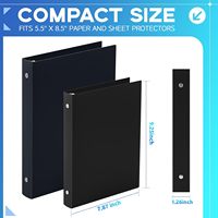 Mini Carpeta de 3 Anillos de 1 Pulgada, Compatible con Papel de 5.5" x 8.5", Plástico Flexible, Tres Anillos Redondos, Carpeta Pequeña Negra A5, al por Mayor para la Escuela y la Oficina