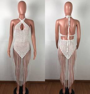 Haak Hollow Out Tassel Beach Cover Up Jurk Sexy Vrouwen Bikini Badpak Cover Ups Badpak Gewaad Plage A517 - Product Image 5