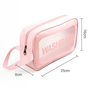 OEM sacchetto di viaggio di alta qualità PVC/Pu wc per la bellezza rosa cosmetico chiaro borsa stile di moda con chiusura a cerniera per il trucco <span class=keywords><strong>Stor</strong></span> - Product Image 1