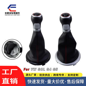 Poignée de levier de vitesses Volkswagen 5 vitesses en cuir noir avec surpiqûres rouges, design ergonomique - Product Image 5