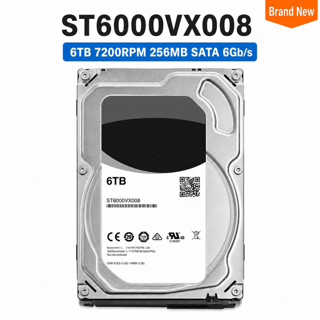 ST6000VX008 6 TB Surveillance Internal Hard Drive HDD 3.5 Inch SATA 6GB/s 256MB Cache for DVR NVR Security Camera System
