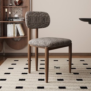 Silla de Comedor sin Brazos de Madera Maciza Estilo Nórdico con Tapicería de Tela Moderna para Uso en el Hogar y Restaurantes - Product Image 4