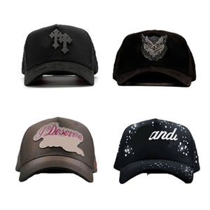 Gorras Originales 31 Hats X Rude Awakening, Diseño de 5 Paneles, Estilo A-Frame, Ala Ancha, Gamuza Negra con Pedrería, Modelo G5, OEM ODM - Product Image 3