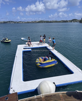 Yacht de luxe gonflable piscine d'eau protectrice anti méduse tente d'île d'océan flottante piscine de mer gonflable de natation avec filet
