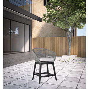 HMS 38 "เก้าอี้บาร์กลางแจ้งสีเทาอ่อนพื้นหลังเตี้ยมีที่วางเท้าสบาย - Product Image 5