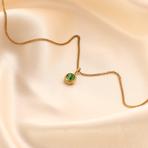 Collar de circón de piedra de cumpleaños de doce meses, joyería impermeable, collar de piedra de nacimiento de acero inoxidable de Color dorado para mujer - Product Image 4