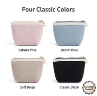 Pochette à maquillage en jute avec fermeture éclair, sac cosmétique portable, organisateur de voyage multifonctionnel