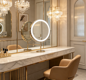 Round LED <b>Vanity</b> <b>Mirror</b> Dimmable Touch Control 360 Degree Rotation Wall Mounted <b>Makeup</b> <b>Mirror</b> for Bathroom - Product Image 3