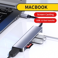 Hub USB3.0 Tipo-C 4K 60Hz PD 60W Metálico Multi-Puerto con Carga y Transferencia de Datos 6 en 1 para Teléfonos Móviles - En Stock