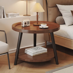 Side Table Small Nordic StyleCoffee Table with Shelf Storage Modern Design Planing Board Top Assembled <strong>Smart</strong> Bedroom <strong>Furniture</strong> - Product Image 1