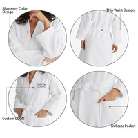 Peignoir de bain de luxe 100% coton blanc de qualité supérieure avec logo Peignoir gaufré d'hôtel personnalisé pour hommes femmes Vente en gros
