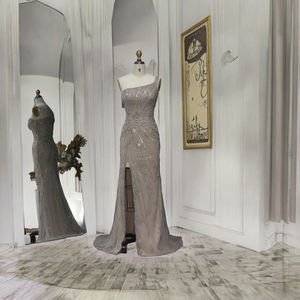 Vestidos de Noche Largos de Organza con Lentejuelas y Abertura Lateral, Estilo Sirena, Antiestáticos, para Mujer - Product Image 2