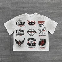 T-shirt personnalisé 100 % coton avec impression DTG, effet délavé à l'acide, coupe ample et épaisse, style vieilli pour homme