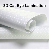 Film de lamination à froid holographique 3D effet œil de chat brillant, film protecteur en PVC à effet visuel brillant pour affichage publicitaire intérieur