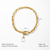 YF3677 Waterproof Jewelry 18k Gold Plated Chunky Chain Carabiner Necklace Stainless Steel Pave Charismatic Zircon Charm Necklace
