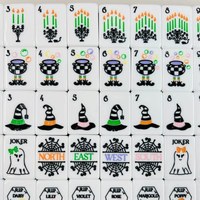 Nouvelles Tuiles de Mahjong Américain Double Couche en Acrylique Noir et Blanc, Thème Fantôme d'Halloween, pour 4 Joueurs, Saisonnier, Luxe Moderne, Portable