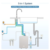 Robinet mélangeur 5 en 1 en acier inoxydable, machine à soda, machine à soda gazeuse commerciale sous l'évier, distributeur d'eau gazeuse