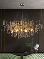 Lustre en cristal créatif en forme de goutte d'eau colorée, luminaire suspendu de luxe pour salon et salle à manger