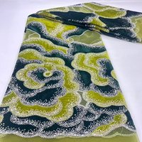 Tissu en dentelle perlée manuelle de luxe AOYI, sequins, maille écologique de haute qualité avec motif géométrique, 100 % polyester