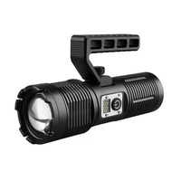 Linterna Táctica COB con Zoom, Láser Blanco, Recargable Tipo C, con Banco de Energía, Pantalla Digital, 11 Modos, de Aluminio, para Búsqueda y Rescate
