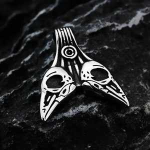 Colgante de cuervo de acero inoxidable estilo vikingo de doble cara, diseño retro nórdico, amuleto de animal para regalo o a juego con ropa. - Product Image 3