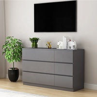 Commode de meubles de chambre à coucher directe d'usine en bois simple avec ensembles de chambre à coucher à 6 tiroirs panneau contemporain YIFAN MDF blanc, noir