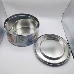 Ensemble de boîtes contenants de bonbons alimentaires imprimé Biscuit/biscuit emballage métal rond belle plante/fleur vide 3 pièces fer blanc 16 ensembles - Product Image 6