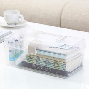 Plastic Storage <b>Box</b> Rectangle Transparent Portable With Handle For Desktop Organizing <b>Small</b> Items Medicine Cabinet Use - Product Image 3