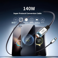 Câble de conversion de protocole 140W pour Huawei Xiaomi OPPO VIVO Redmi Nubia Black Shark, câble de données 7A Samsung iPhone, charge rapide en voiture