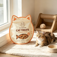 Sac d'emballage pour aliments pour animaux de compagnie en aluminium imprimé en gravure personnalisée, pochette de forme spéciale avec fermeture éclair pour les friandises pour chiens et chats