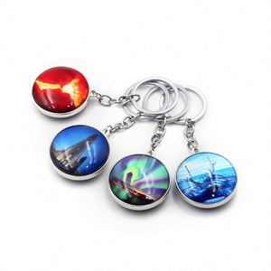 Personalized Logo Dome Crystal Circle Keychain Custom Printed Glass Keyring - Product Image 5