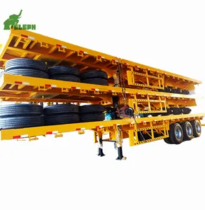 High-Bed Container Flatbed Semi Trailer 3 Axle Trailer Flatbed With Suspension