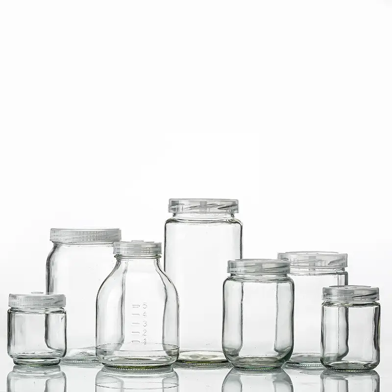 Garrafa de vidro ecológico de 500ml, recipiente vazio para cultura de laboratório e tecidos de plantas com tampa