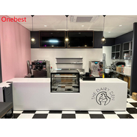 Comptoir de bar de cuisine blanc pour café et salon de thé avec vitrine, comptoirs modernes pour restaurant de nouilles